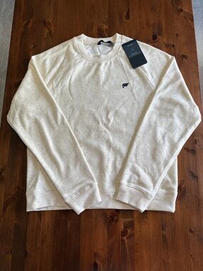 Fabletics Men's Crewneck Sweater - Light Cream with Small Logo